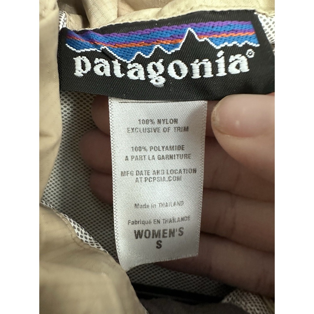 Patagonia Jacket Womens SMALL Beige Torrentshell Trench Coat Hooded Zip Up Snap - Picture 9 of 16